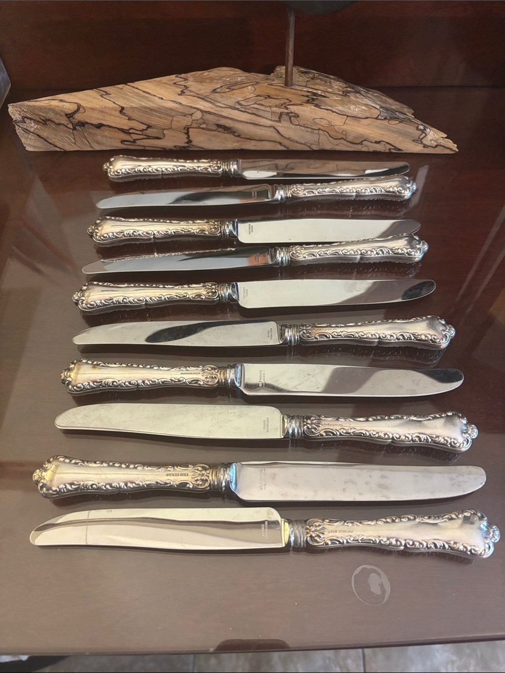 Sterling Silver Handled large Dinner Knives - Set of 10 by Birk’s